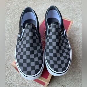 Vans black checkerboard classic slip on sneakers shoes sz 8